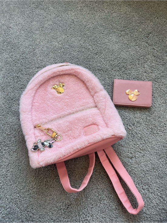 Disney Handbags - Minnie Mouse Fluffy Pink Backpack with Wallet